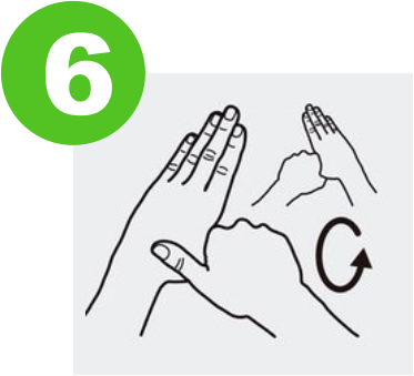 6.	Frota los pulgares y los demás dedos