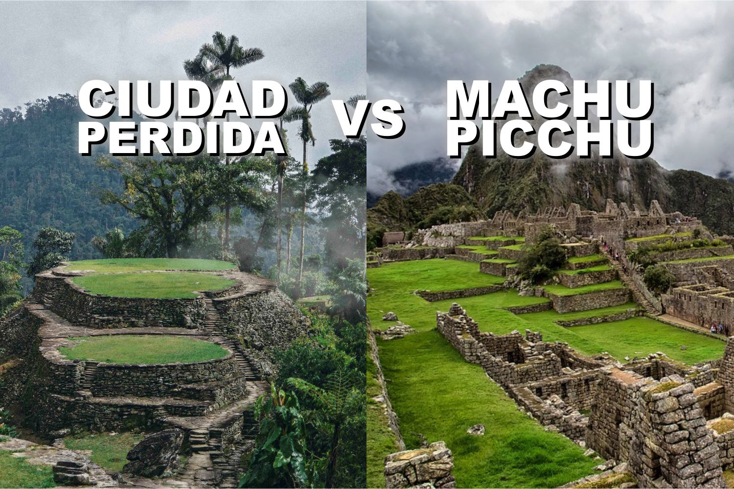 ciudad perdida y machu picchu, bellezas arqueologicas de suramerica. Colombia y Perú